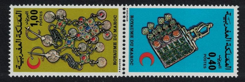 Morocco Red Crescent Moroccan Jewellery 2v Tete-beche 1976 MNH SG#450-451