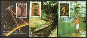 Thematic stamps GUYANA 1987 SEOUL OLYMPICS. 3 M/S as Michel 2061/3 used