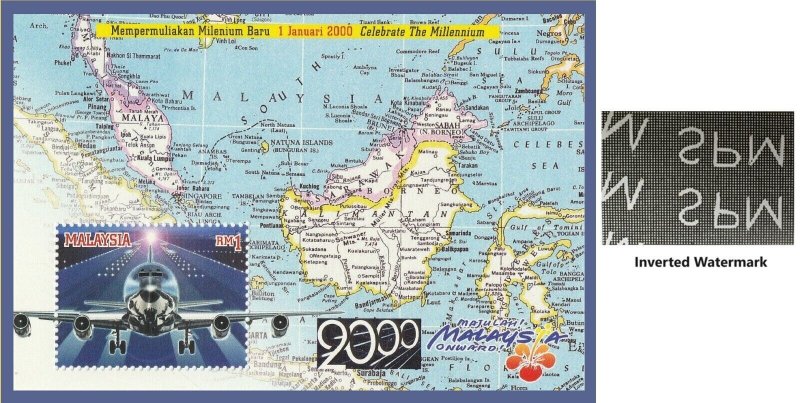 MALAYSIA 2000 Celebrate the New Millennium 2nd Issue MS Inverted wmk SG#MS850aw