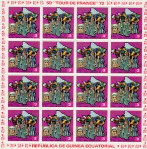 Equatorial Guinea 1973 Mi#259/265 TOUR DE FRANCE 7 Mini-Sheetlets Perforated .