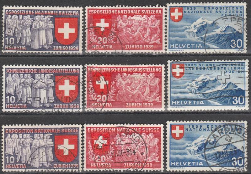 Switzerland #247-55   F-VF Used  CV $22.00 (S1539)