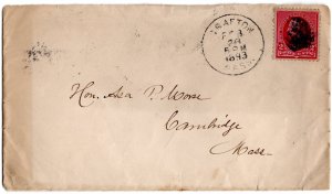 1900 2 Cent Scott #- 219 on Cover Posted North Grafton, Mass. February 28, 1893