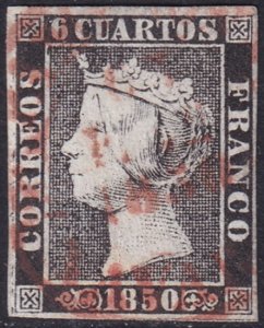 Spain 1850 Sc 1b used date (baeza) cancel type I position 20