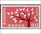 Norway Used NK 511   C.E.P.T.- Tree 50 Øre Carmine red