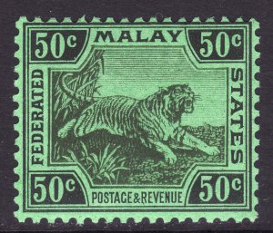 1931 Malaya 50¢ Tiger MMH Sc# 72 CV: $5.50 Wmk 4 sideways