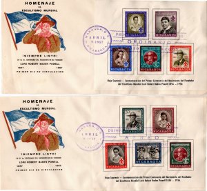 Nicaragua 1957 Sc 782a, C86a FDC souvenir sheets (set of 2)