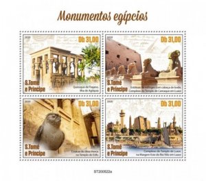 St Thomas - 2020 Egyptian Monuments - 4 Stamp Sheet - ST200522a