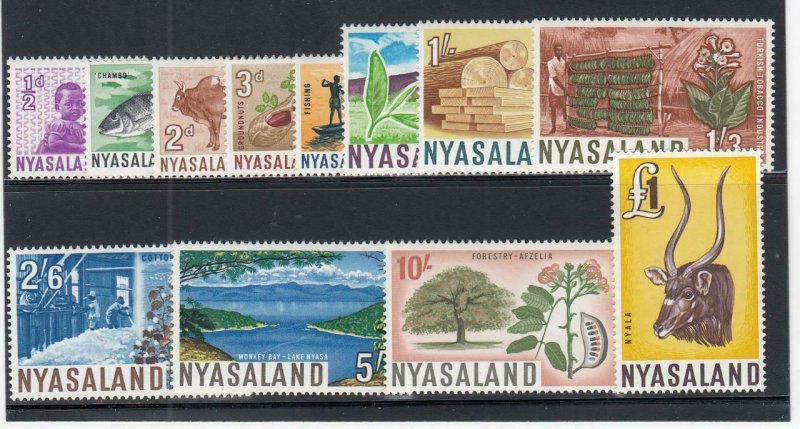 NYASALAND PROTECTORATE (MM247) # 123-134 VF-MNH VARp,sh VARIOUS DESIGNS CV $22