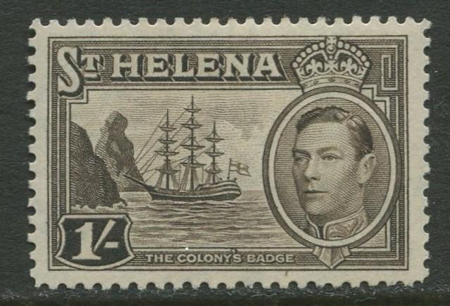 St.Helena - Scott 124 - KGVI Definitive -1938 - MVLH - Single 1/- Stamp