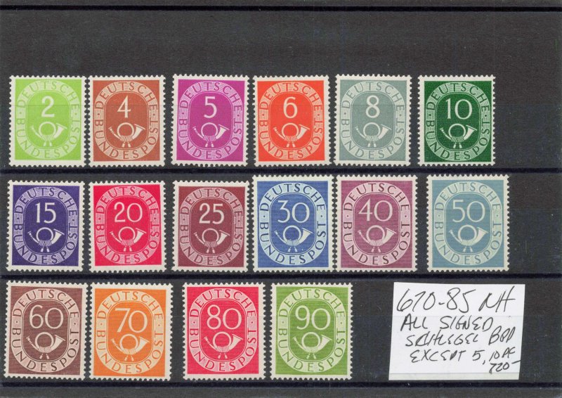 GERMANY 670-85  MNH  COMPLETE SET  signed schlegel