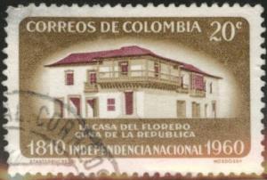 Colombia 720 used thinned stamp
