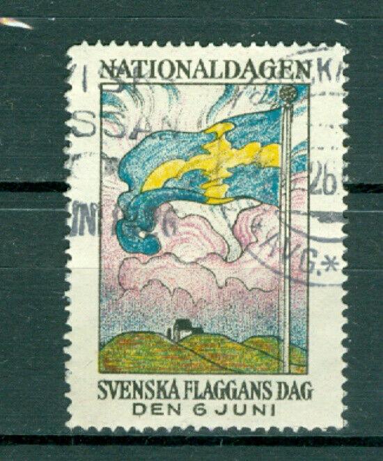 Sweden Poster Stamp 1926. National Day June 6. Cancel. Swedish Flag.