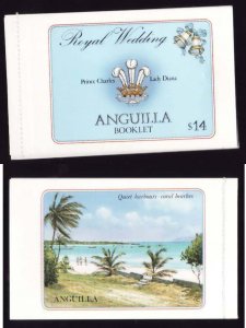 Anguilla-Sc#444-6- id12-unused NH Royal Wedding booklet-stitched-QEII-Diana-1981