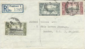 Sierra Leone, Scott #174,180-181, Registered Cover, Freetown to London, England