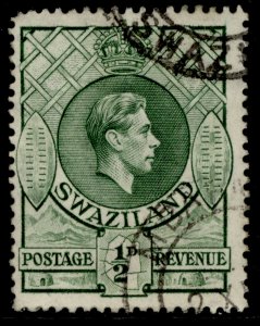 SWAZILAND GVI SG28a, ½d green, FINE USED.