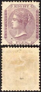 India SG52 8p Purple/white Mint (mounted) Cat 90 Pounds