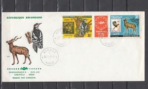 Rwanda, Scott cat. C12-C13. Stamp Expo issue. Bird Stamp. Long First day cover.