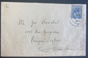 1925 Singapore Straits Settlements cover To Prague Czechoslovakia