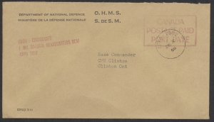 1966 OHMS DND Cover Canada Postage Paid Handstamp CFPO 5052