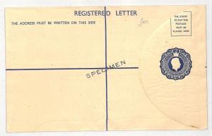 I135 CYPRUS KGVI 3pi Registered Postal Stationery *SPECIMEN* Envelope Very Fine