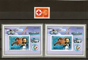 HUNGARY 1981 RED CROSS SET OF 1 STAMP & 2 S/S PERF. & IMPERF. MNH