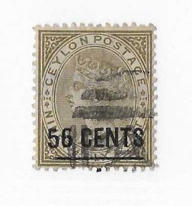 Ceylon Sc #129   56c overprint  used VF