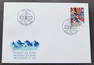 *FREE SHIP Switzerland Joint Issue Protection Of Alps 1992 Flag European (FDC)