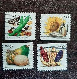 US Scott # 4008-4011; Four used 39c Crops of the Americas, 2006; VF centering