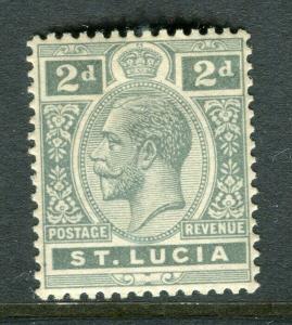 ST.LUCIA; 1921 early GV issue fine Mint hinged Shade of 2d. value