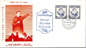 Philippines FDC 1955 - Father Jose Burgos - 2x10c Stamp - Pair - F43614