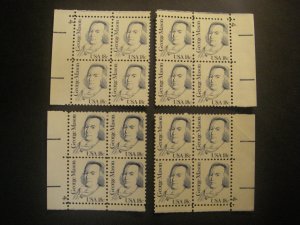 Scott 1858, 18c George Mason, PB4 #4 x4 Matched Set, MNH Great Americans Beauty