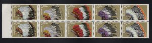 1990 Indian Headdresses 5 different Sc 2505a pane of 10 MNH plate number 1