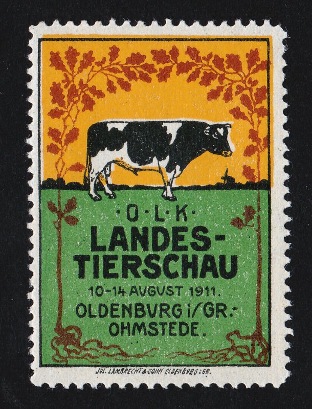 REKLAMEMARKE POSTER STAMP ⭐ EUROPE OLK LANDES-TIERSCHAU OHMSTEDE ⭐ 1911