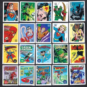 United States #4084a-t 39¢ DC Super Heroes (2006). Twenty singles. MNH