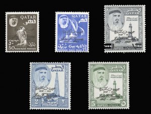 Qatar #42-46 Cat$59.25, 1964 Kennedy, set of five, lightly hinged