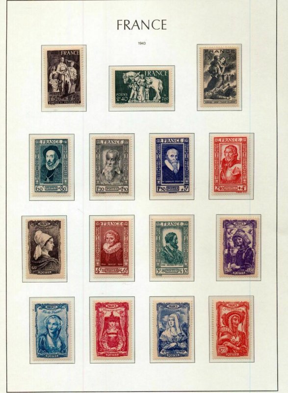 FRANCE 1943/47 M&U on 10 Pages Red X Famous Men Sport(150+Items) (H00642