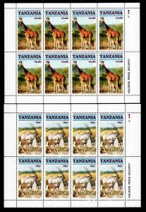 Tanzania # 319-322 Mint Sheets Wildlife v!