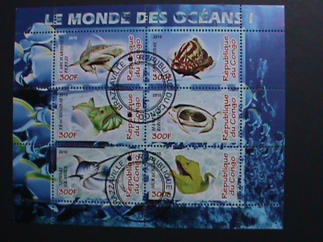 CONGO-2009-MARINE OCEAN FISHES CTO SHEET VF-WITH CLEAR FANCY FIRST DAY CANCEL