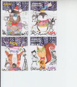 2017 Greece Christmas Cartoon Animals (4) (Scott 2813-16) MNH