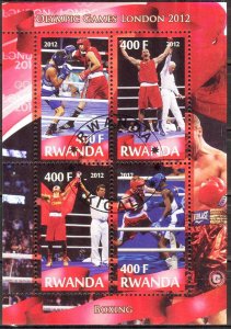 {g061} Rwanda 2012 Olympics Boxing sheet Used / CTO Cinderella