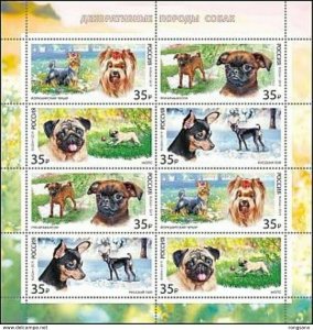 Russia 2019 Toy Dogs. Sheetlet of 8 (2x 4v) 