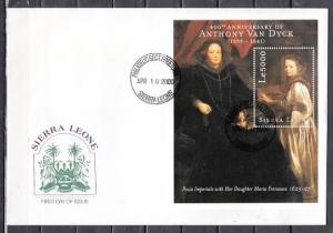 Sierra Leone, Scott cat. 2263. A. Van Dyck, Artist s/sheet. First day cover.