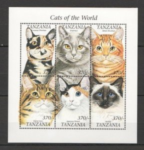 A1024 Tanzania Pets Cats Of The World 1Kb Mnh Stamps