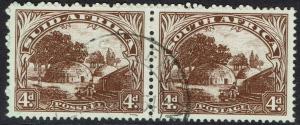 SOUTH AFRICA 1947 NATIVE KRAAL 4D PAIR HYPHENATED USED