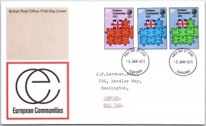 GREAT BRITAIN FIRST DAY COVER EUROPEAN COMMUNITIES SET OF (3) OXFORD 1973