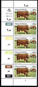 Transkei - 1976 Definitive 25c p14 1981.10.26 Plate Block MNH** SG 13a