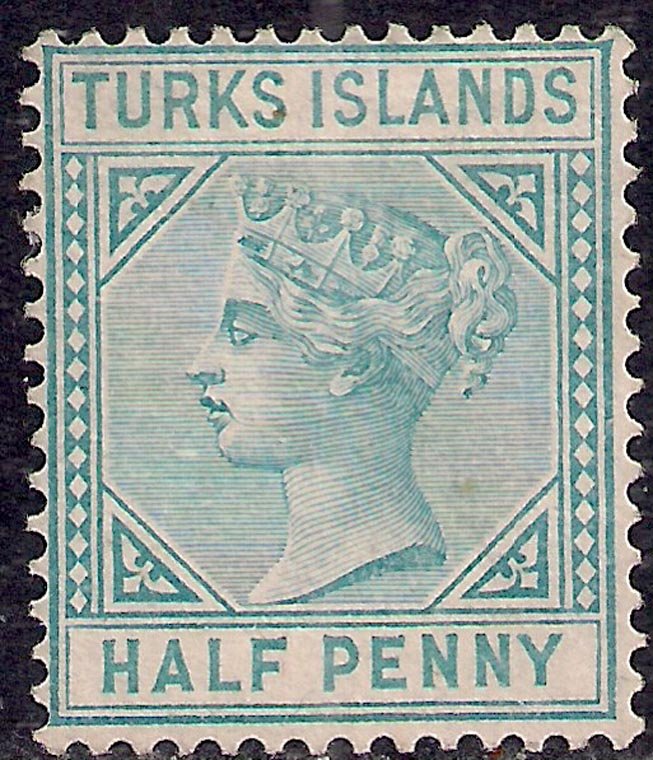 Turks & Caicos 1893 - 95 QV 1/2d Dull Green Mint No Gum SG 70 ( K1432 )