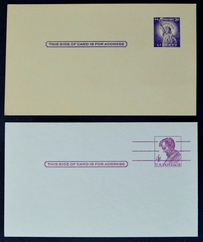 1958, 1962 US Sc. #UX46, UX48 two postal cards, mint, very good condition