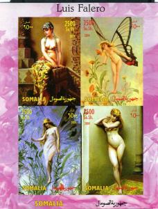 Somalia 2004 LUIS FALERO Nudes Paintings Sheet Imperforated Mint (NH)