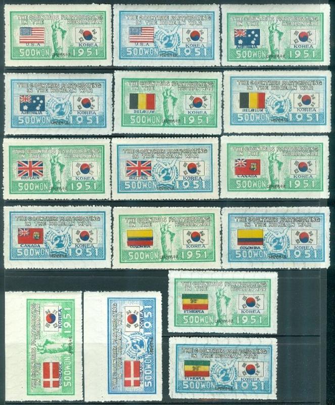 EDW1949SELL : KOREA 1951-52 Scott #132-73 Post Office Fresh. Very Fine, Mint NH.